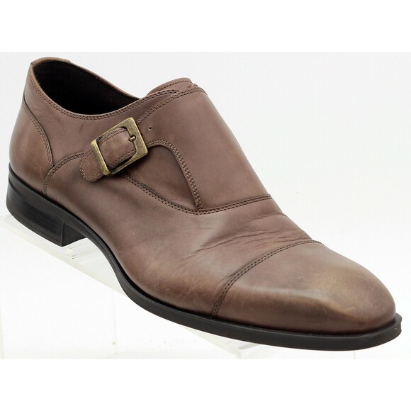Donald J Pliner Sergio Monk Strap Shoes Mens 10.5M Brown Leather Cap Toe Italy main image 4